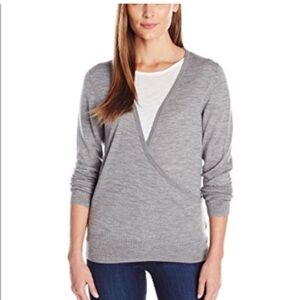 Ibex Women's Gray V-Neck Sweater wrap merino wool